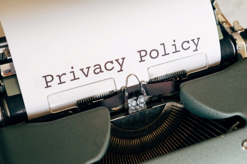 An image of typewritten text "Privacy Policy" for the Policy Page - Uplift My Mind