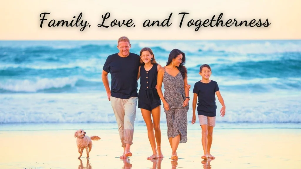 An image of a happy family with a life quote reminding us of things to be grateful for