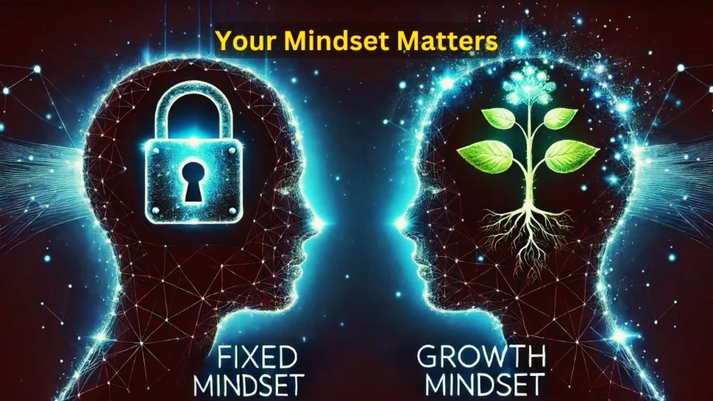 Two minds facing each other: Growth Mindset at work Vs. Fixed Mindset at work.